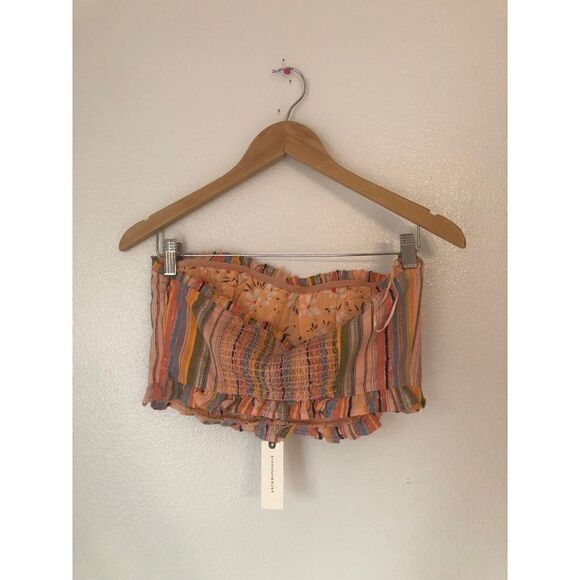 Brand New Anthropologie Rainbow Smocked Y2K Tube Crop Top XS - Picture 7 of 11
